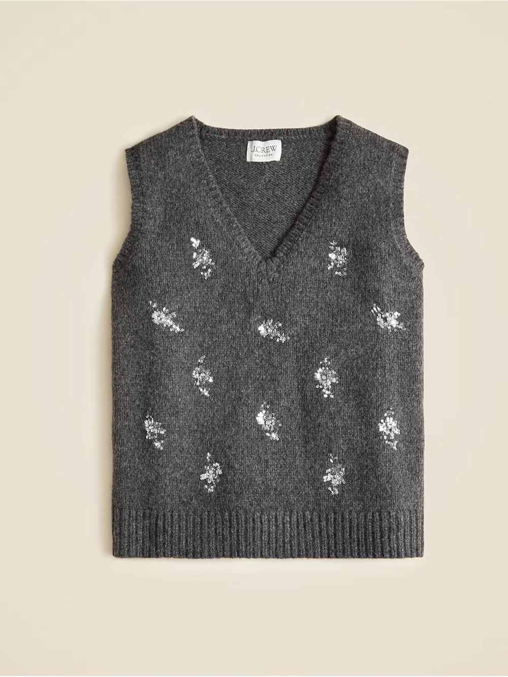 J. Crew Embellished high V-neck sweater-vest